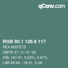 Color code: RGB 80.1 126.8 117 | qconv.com