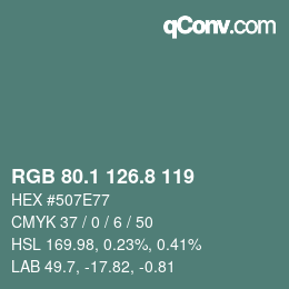 Color code: RGB 80.1 126.8 119 | qconv.com