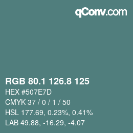カラーコード: RGB 80.1 126.8 125 | qconv.com