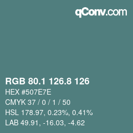 Color code: RGB 80.1 126.8 126 | qconv.com