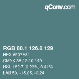 Color code: RGB 80.1 126.8 129 | qconv.com