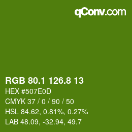 カラーコード: RGB 80.1 126.8 13 | qconv.com