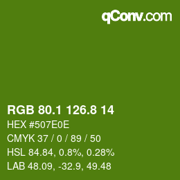 カラーコード: RGB 80.1 126.8 14 | qconv.com
