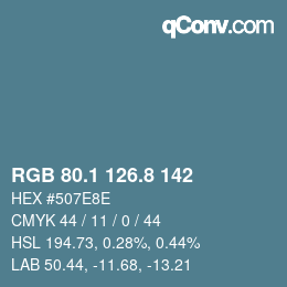 Color code: RGB 80.1 126.8 142 | qconv.com