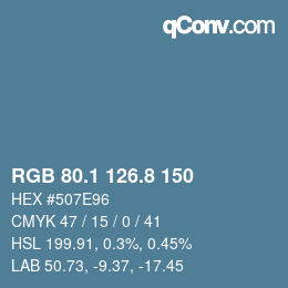Color code: RGB 80.1 126.8 150 | qconv.com