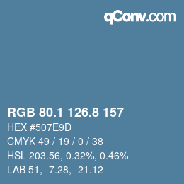 Color code: RGB 80.1 126.8 157 | qconv.com