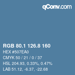 Color code: RGB 80.1 126.8 160 | qconv.com