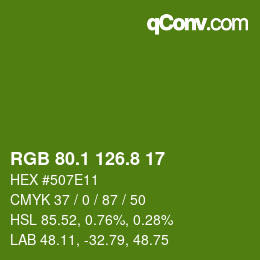 カラーコード: RGB 80.1 126.8 17 | qconv.com