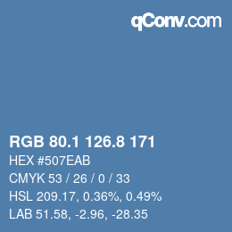 Color code: RGB 80.1 126.8 171 | qconv.com