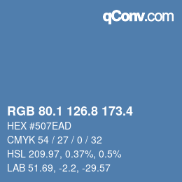 カラーコード: RGB 80.1 126.8 173.4 | qconv.com