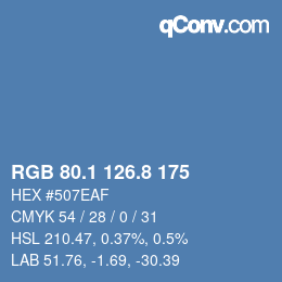 Color code: RGB 80.1 126.8 175 | qconv.com
