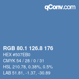 カラーコード: RGB 80.1 126.8 176 | qconv.com
