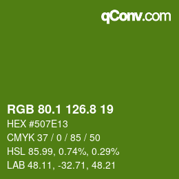 カラーコード: RGB 80.1 126.8 19 | qconv.com