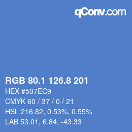 カラーコード: RGB 80.1 126.8 201 | qconv.com