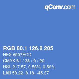 カラーコード: RGB 80.1 126.8 205 | qconv.com