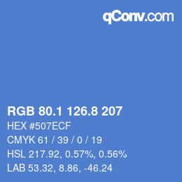 Color code: RGB 80.1 126.8 207 | qconv.com