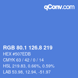 カラーコード: RGB 80.1 126.8 219 | qconv.com