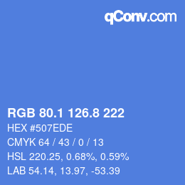 カラーコード: RGB 80.1 126.8 222 | qconv.com
