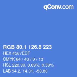 Color code: RGB 80.1 126.8 223 | qconv.com