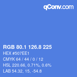 カラーコード: RGB 80.1 126.8 225 | qconv.com