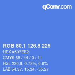 Color code: RGB 80.1 126.8 226 | qconv.com