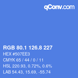 カラーコード: RGB 80.1 126.8 227 | qconv.com