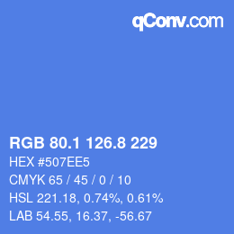 Color code: RGB 80.1 126.8 229 | qconv.com