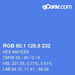 Color code: RGB 80.1 126.8 232 | qconv.com