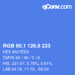 Color code: RGB 80.1 126.8 233 | qconv.com