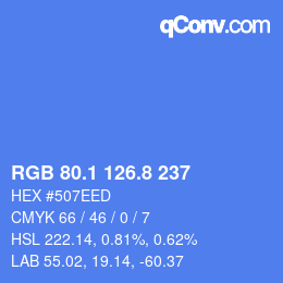 Color code: RGB 80.1 126.8 237 | qconv.com
