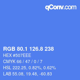 Farbcode: RGB 80.1 126.8 238 | qconv.com
