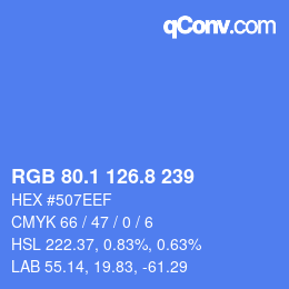 カラーコード: RGB 80.1 126.8 239 | qconv.com