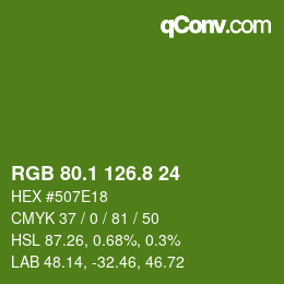 カラーコード: RGB 80.1 126.8 24 | qconv.com