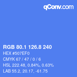 カラーコード: RGB 80.1 126.8 240 | qconv.com