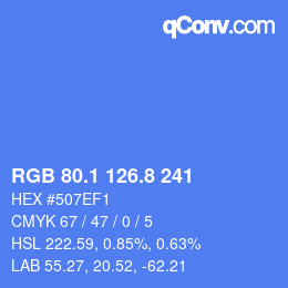 カラーコード: RGB 80.1 126.8 241 | qconv.com
