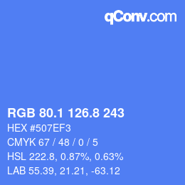 カラーコード: RGB 80.1 126.8 243 | qconv.com