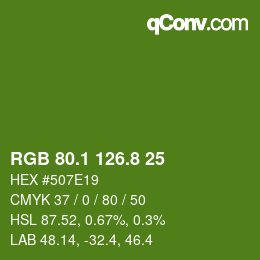 カラーコード: RGB 80.1 126.8 25 | qconv.com