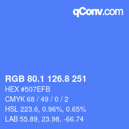 カラーコード: RGB 80.1 126.8 251 | qconv.com