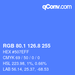 カラーコード: RGB 80.1 126.8 255 | qconv.com
