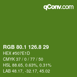 カラーコード: RGB 80.1 126.8 29 | qconv.com