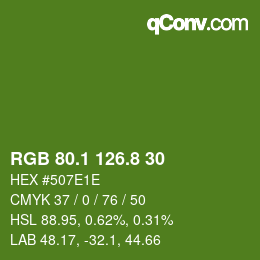 カラーコード: RGB 80.1 126.8 30 | qconv.com