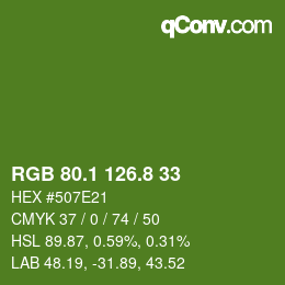 カラーコード: RGB 80.1 126.8 33 | qconv.com