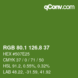 カラーコード: RGB 80.1 126.8 37 | qconv.com
