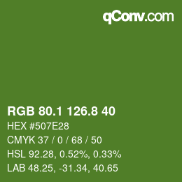 カラーコード: RGB 80.1 126.8 40 | qconv.com