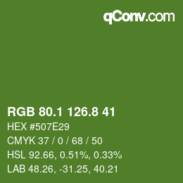 カラーコード: RGB 80.1 126.8 41 | qconv.com