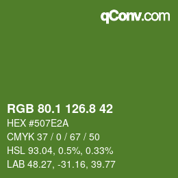 カラーコード: RGB 80.1 126.8 42 | qconv.com