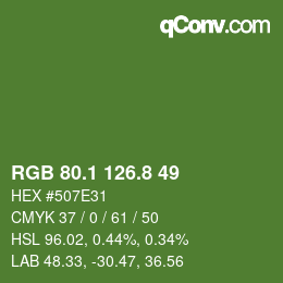 カラーコード: RGB 80.1 126.8 49 | qconv.com