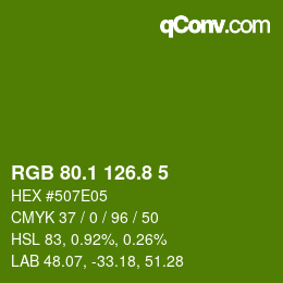 カラーコード: RGB 80.1 126.8 5 | qconv.com