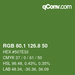 カラーコード: RGB 80.1 126.8 50 | qconv.com