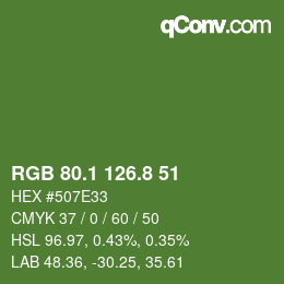 カラーコード: RGB 80.1 126.8 51 | qconv.com